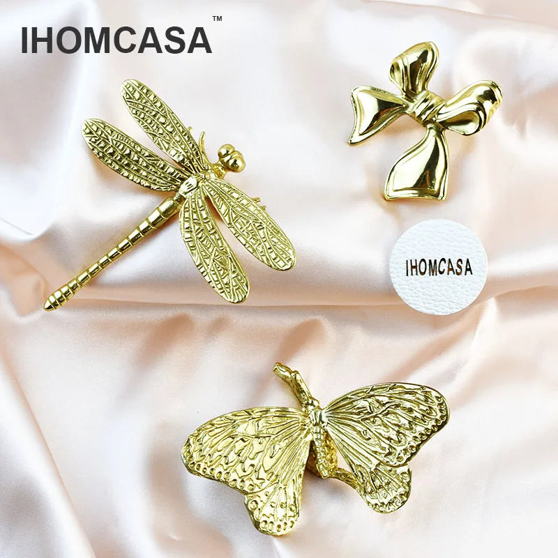 Dragonfly/Butterfly Shape Brass Door Knobs/ Cupboard Drawer Pulls