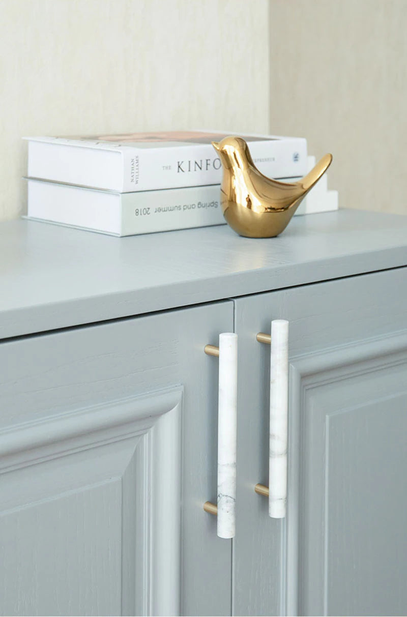 Stone Marble and Brass Cabinet Knobs/ Drawer Pulls 