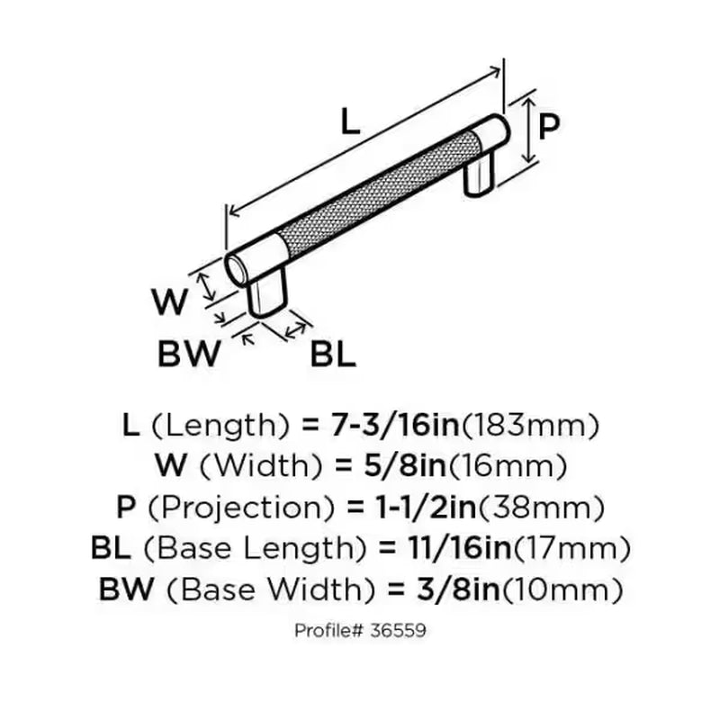 Esquire 6-5/16 in (160 Mm) Polished Nickel/Gunmetal Drawer Pull