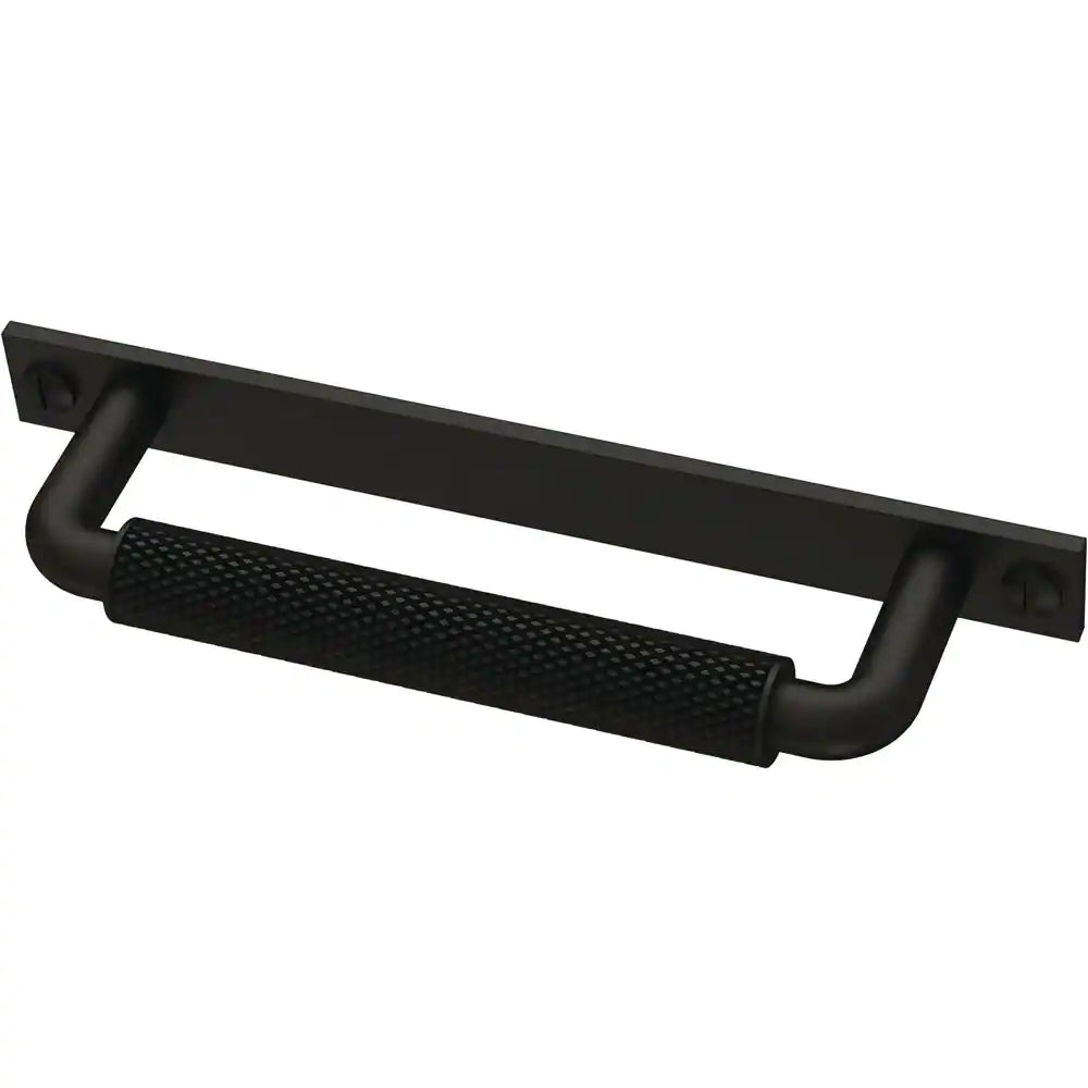 3-3/4 In. (96 Mm) Matte Black Cabinet Drawer Pull with Backplate