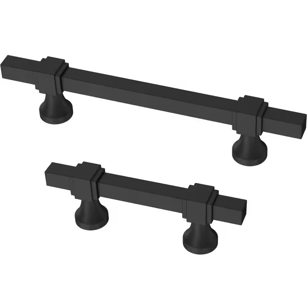 Stepped Square Adjusta-Pull 1-3/8 to 6-5/16 In. (35-160 Mm) Matte Black Adjustable Cabinet Drawer Pull