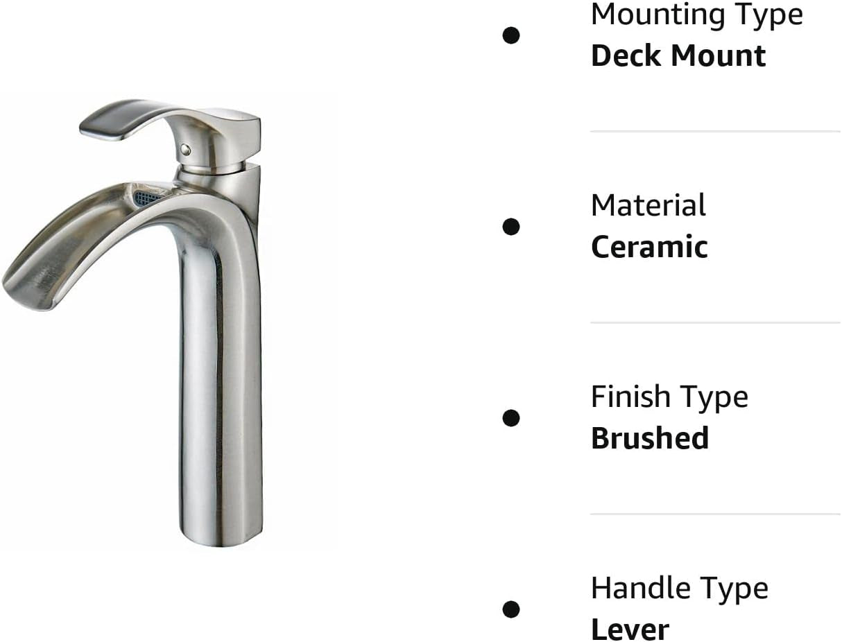 Modern Tall Widespread Brushed Nickel Single Handle Single Hole Waterfall Faucet