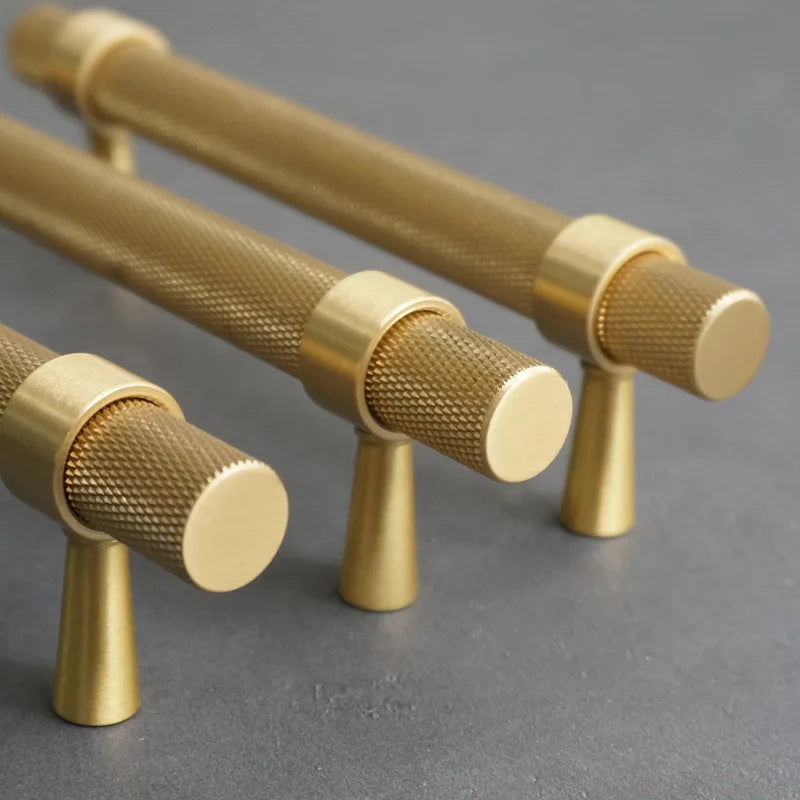 Brass Rounded Knurled/Textured Kitchen Cabinet Knobs Drawer Pulls