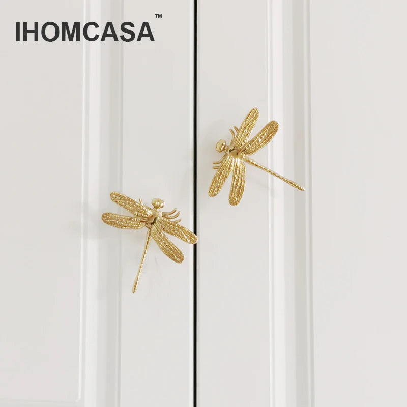 Dragonfly/Butterfly Shape Brass Door Knobs/ Cupboard Drawer Pulls