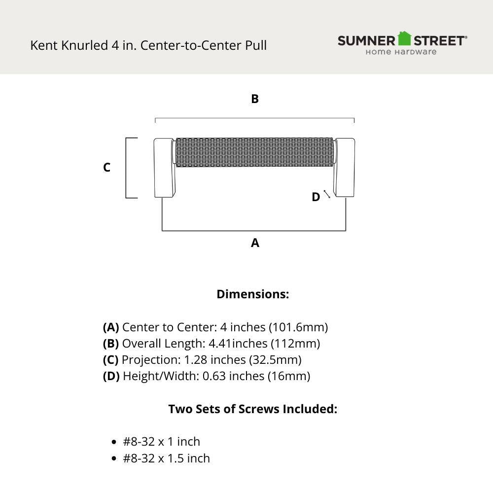 Kent Knurled 4 In. (102 Mm) Matte Black Drawer Pull