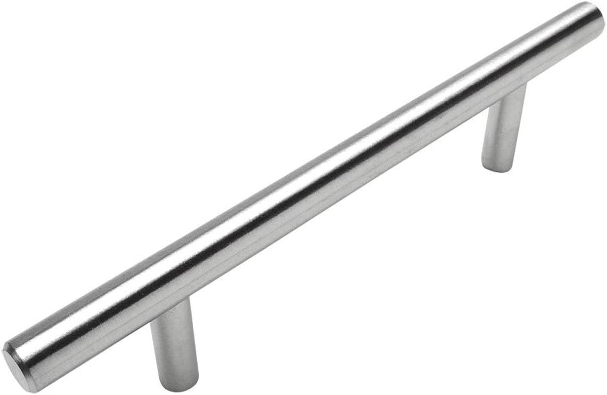 True Solid Stainless Steel Construction 3/8 Inch Slim Line Euro Style Cabinet Hardware Bar Handle Pull - 3" Hole Centers