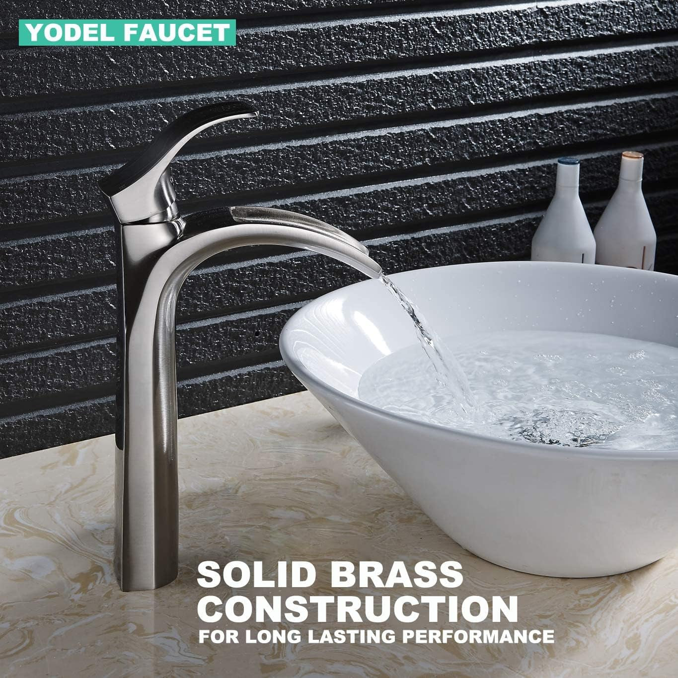 Modern Tall Widespread Brushed Nickel Single Handle Single Hole Waterfall Faucet