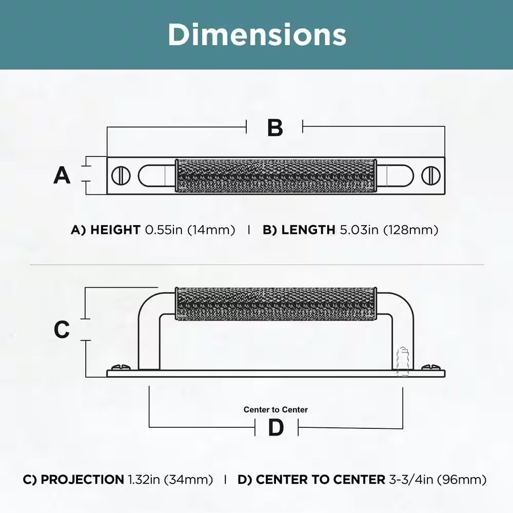 3-3/4 In. (96 Mm) Matte Black Cabinet Drawer Pull with Backplate