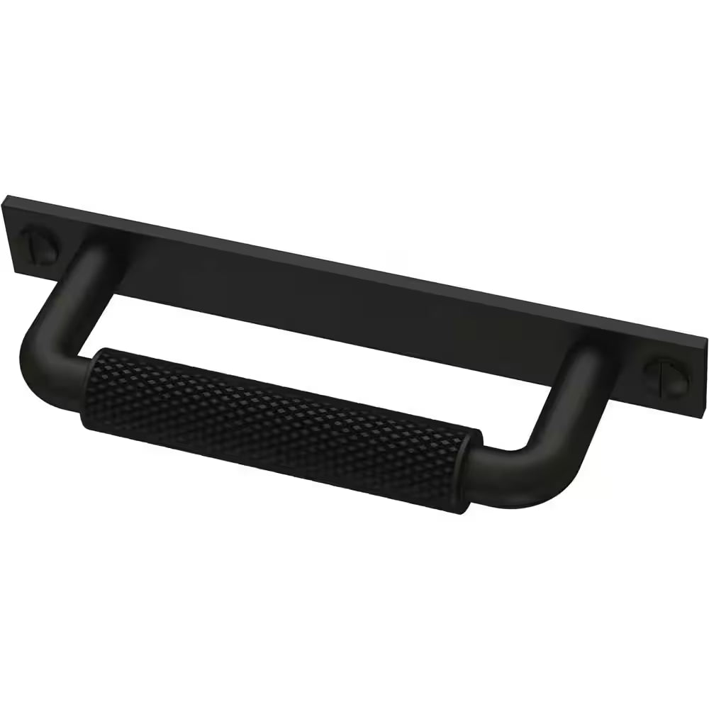 3 In. (76 Mm) Matte Black Cabinet Drawer Pull with Backplate