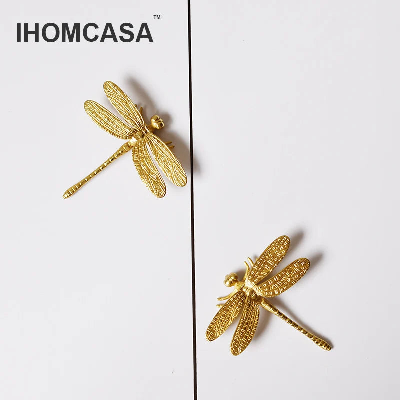 Dragonfly/Butterfly Shape Brass Door Knobs/ Cupboard Drawer Pulls