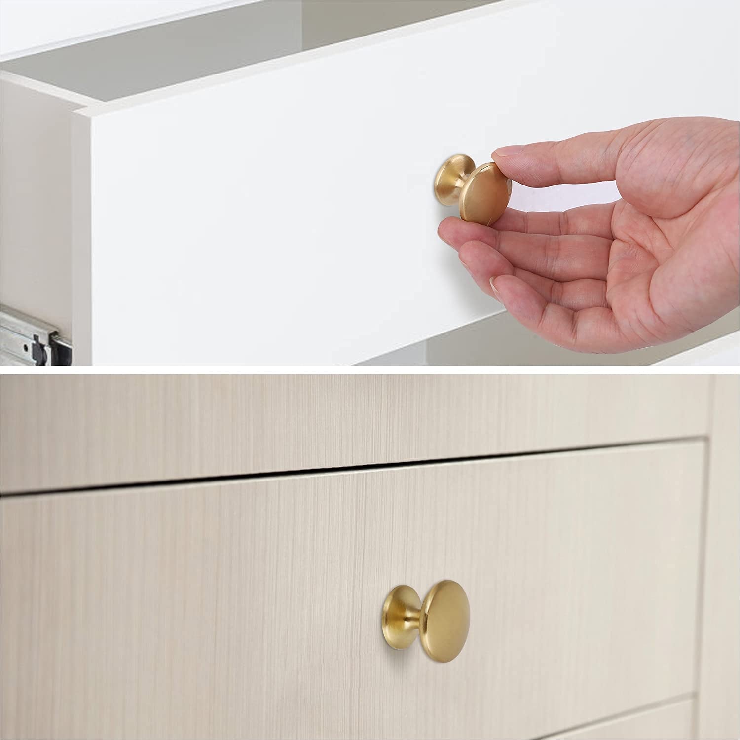 1 Inch Drawer Knob, 12-Pack Brass Kitchen Cabinet Knobs, 27Mm Diameter Drawer Pulls