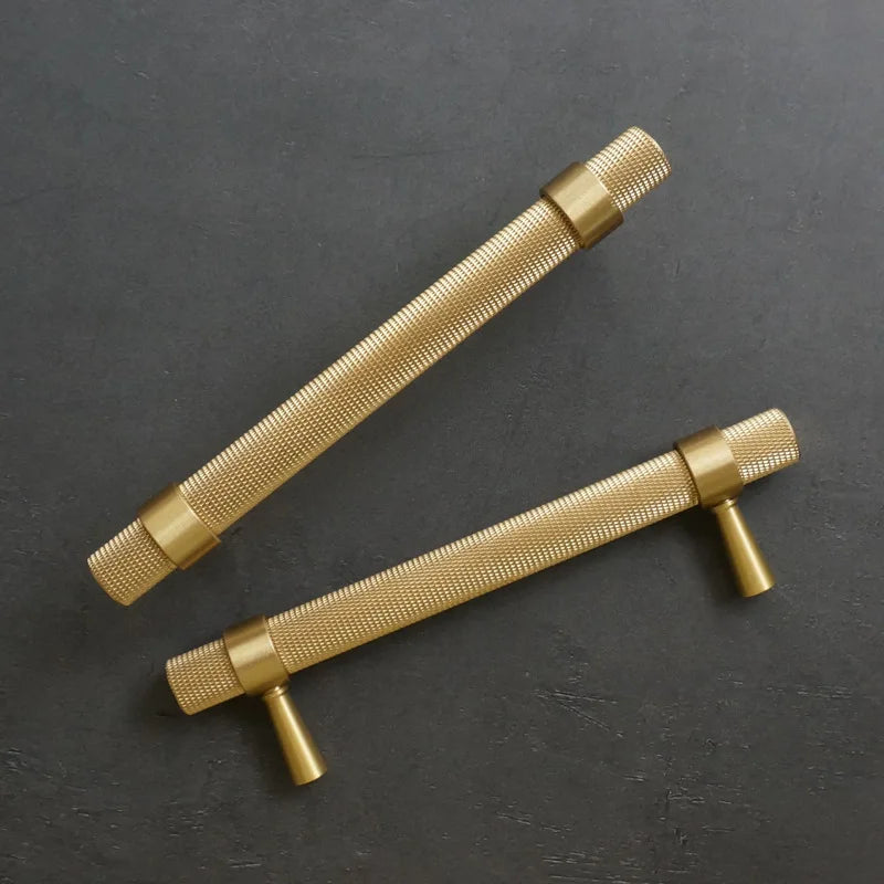 Brass Rounded Knurled/Textured Kitchen Cabinet Knobs Drawer Pulls