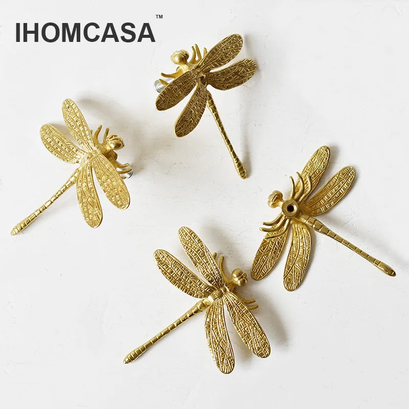 Dragonfly/Butterfly Shape Brass Door Knobs/ Cupboard Drawer Pulls