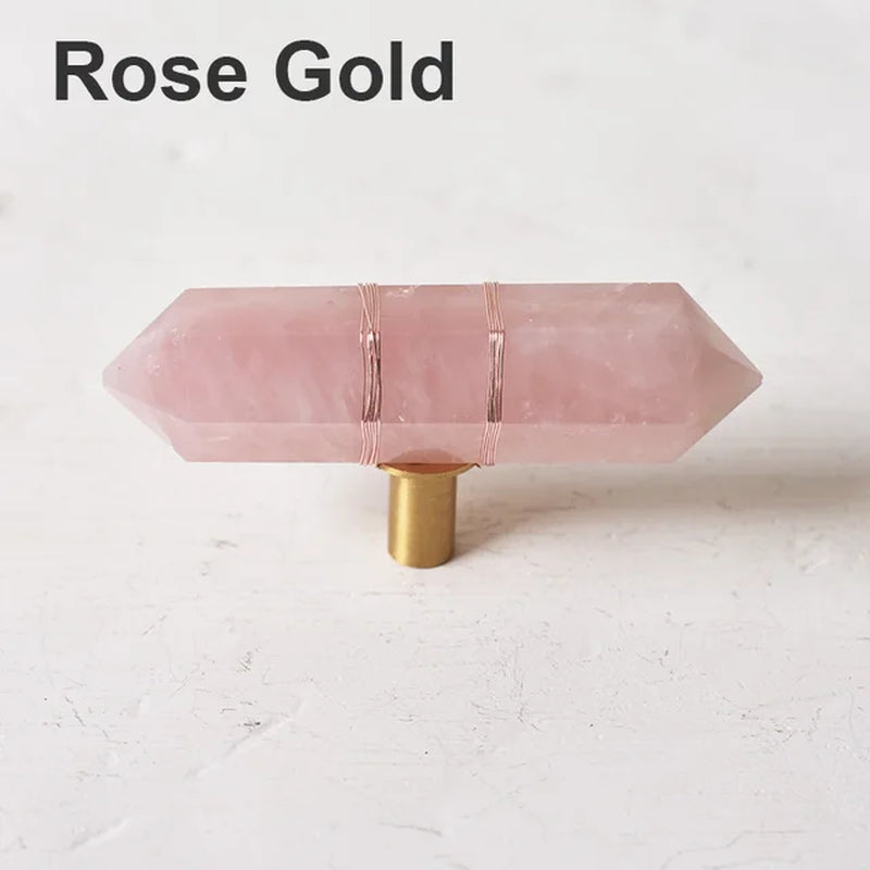 Luxury Natural Reiki Crystal + Brass Knobs/Cabinet Drawer Pulls