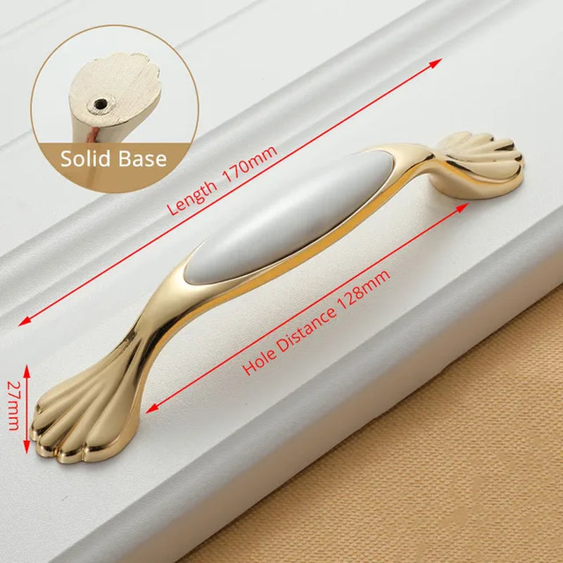 Ceramic Handles/Cabinet Pulls Gold White Zinc Alloy Drawer Pulls