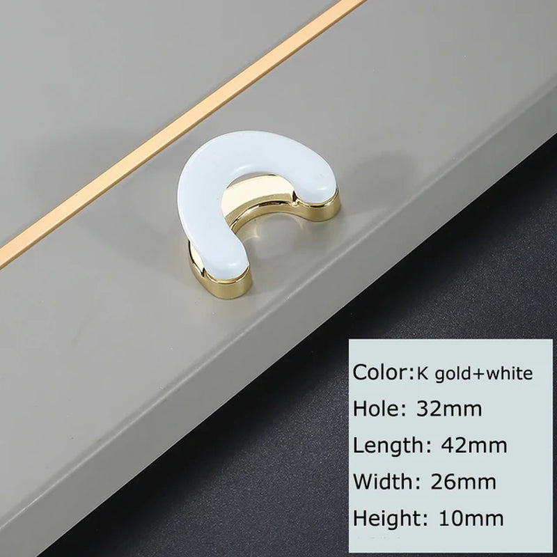 Semicircle Zinc Alloy Door Knob/Handles/Drawer Pulls in Black Finish/ In Gold and White/ In Brushed Bronze