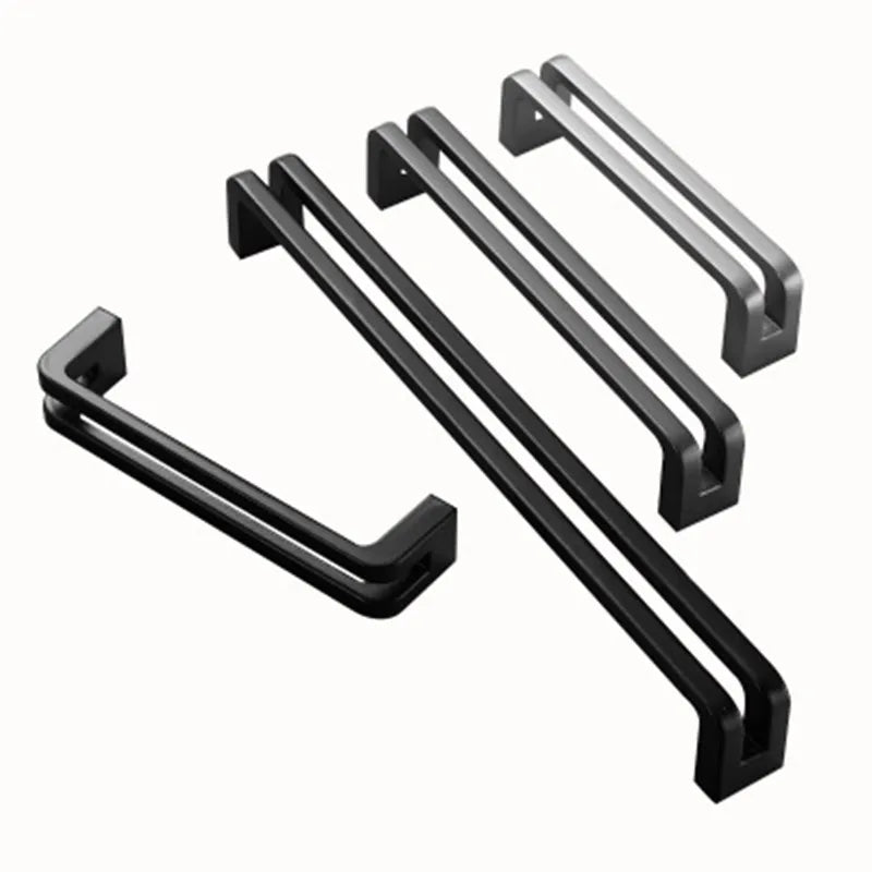 Modern Black Cabinet Handle Square Zinc Alloy Kitchen Knobs/ Drawer Pulls 