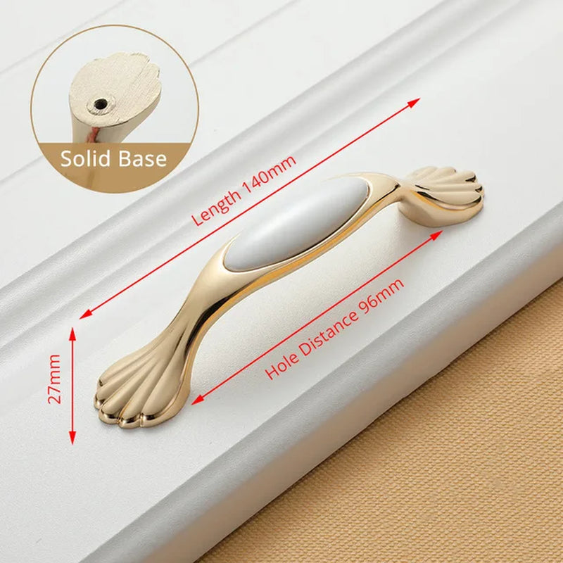 Ceramic Handles/Cabinet Pulls Gold White Zinc Alloy Drawer Pulls