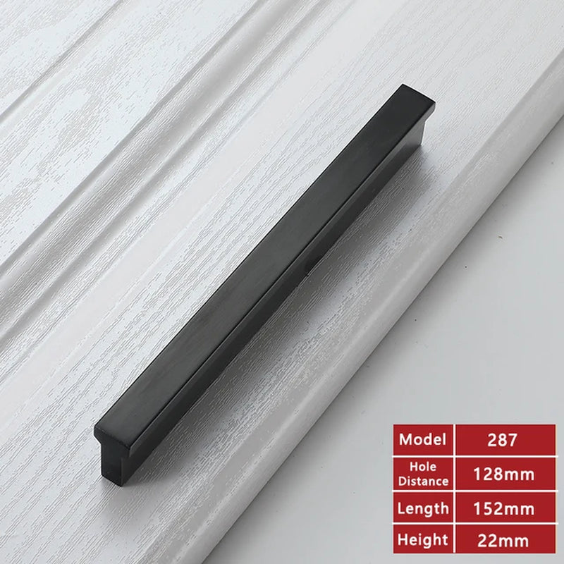 Black Cabinet Handle/Pull Square Hardware Zinc Alloy Kitchen Knobs 