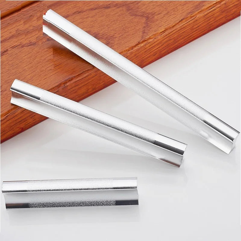 Silver Modern Kitchen Cabinet Handles Drawer Pulls Aluminum Alloy 