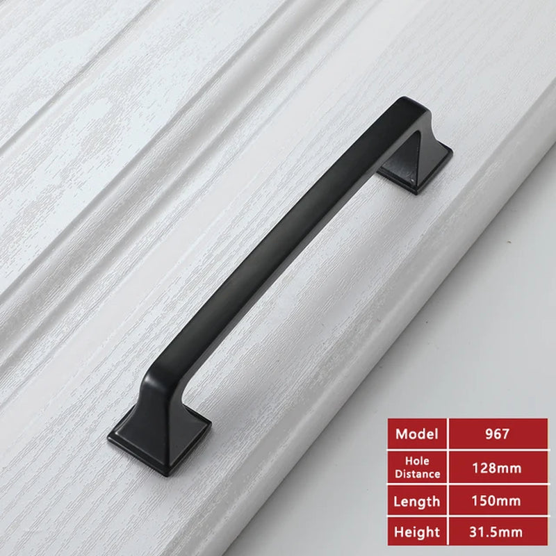 Black Cabinet Handle/Pull Square Hardware Zinc Alloy Kitchen Knobs 