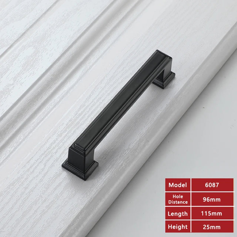 Black Cabinet Handle/Pull Square Hardware Zinc Alloy Kitchen Knobs 