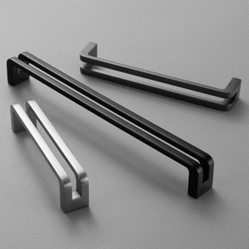 Modern Black Cabinet Handle Square Zinc Alloy Kitchen Knobs/ Drawer Pulls 