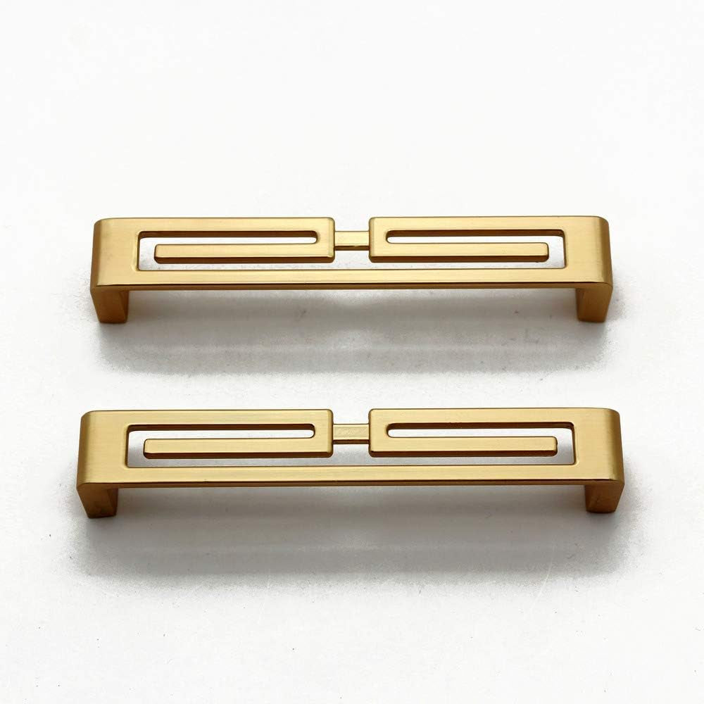 4 Pcs of Cabinet Hardware Handles, Drawer Pulls, Handles Stylish Golden Copper Handles Double-Hole Handle 