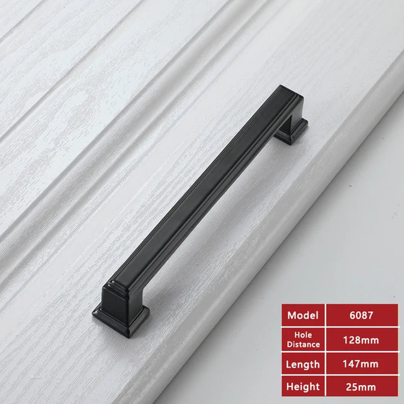 Black Cabinet Handle/Pull Square Hardware Zinc Alloy Kitchen Knobs 