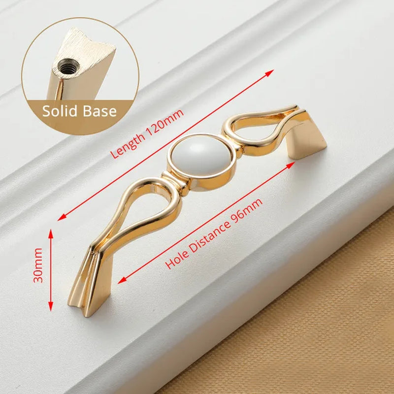 Ceramic Handles/Cabinet Pulls Gold White Zinc Alloy Drawer Pulls