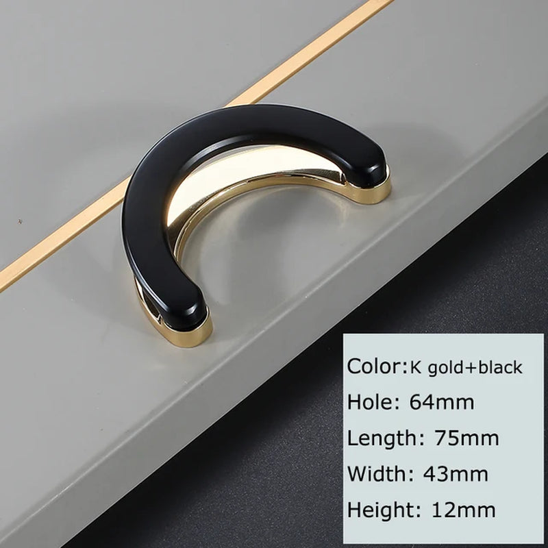 Semicircle Zinc Alloy Door Knob/Handles/Drawer Pulls in Black Finish/ In Gold and White/ In Brushed Bronze