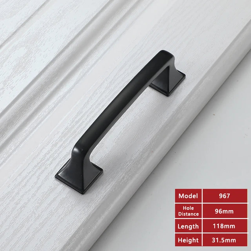 Black Cabinet Handle/Pull Square Hardware Zinc Alloy Kitchen Knobs 