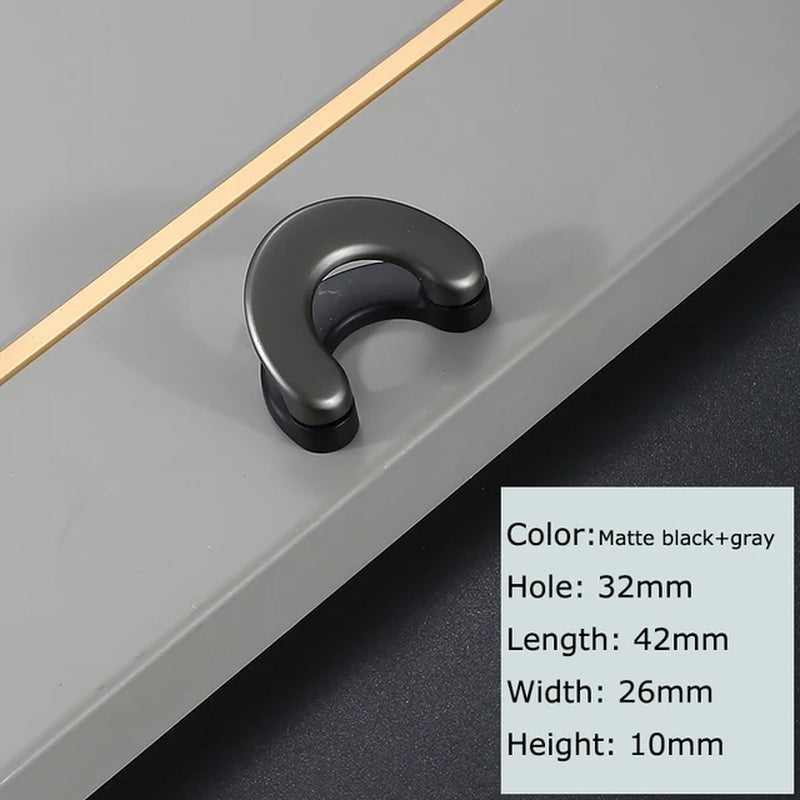 Semicircle Zinc Alloy Door Knob/Handles/Drawer Pulls in Black Finish/ In Gold and White/ In Brushed Bronze