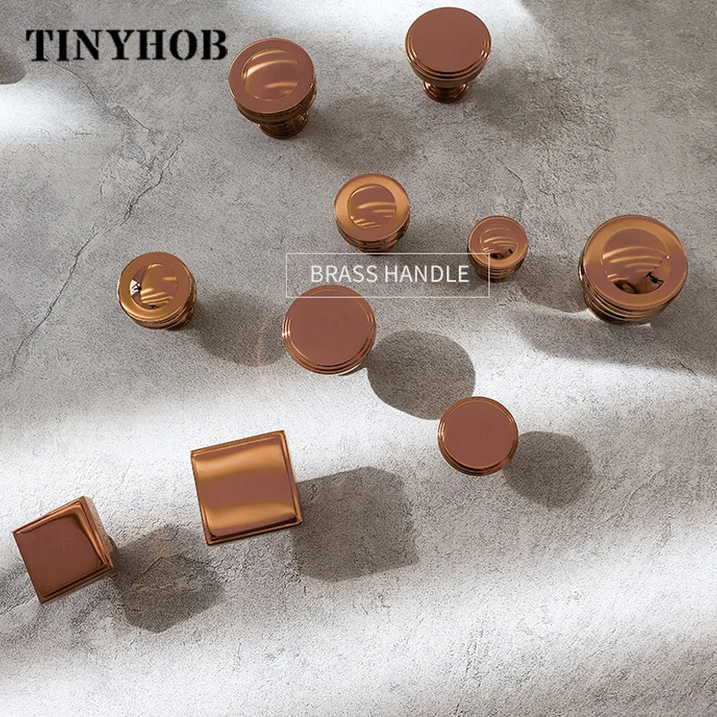 Rose Gold Solid Brass Handles/ Knobs/ Cabinet Drawer Pulls