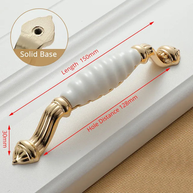 Ceramic Handles/Cabinet Pulls Gold White Zinc Alloy Drawer Pulls