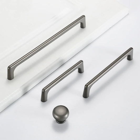 Modern Grey Door Pulls and Knobs for Kitchen cabinet/ Cupboard Zinc Alloy Drawer Pulls 