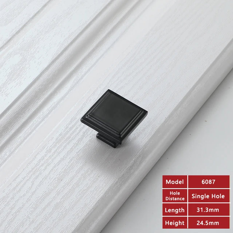 Black Cabinet Handle/Pull Square Hardware Zinc Alloy Kitchen Knobs 