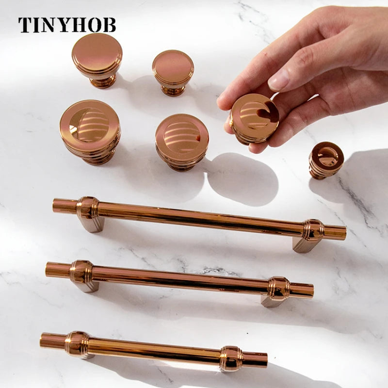 Rose Gold Solid Brass Handles/ Knobs/ Cabinet Drawer Pulls