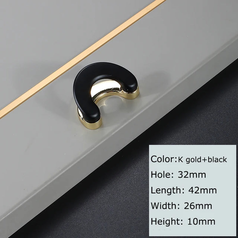 Semicircle Zinc Alloy Door Knob/Handles/Drawer Pulls in Black Finish/ In Gold and White/ In Brushed Bronze