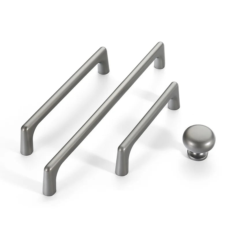 Modern Grey Door Pulls and Knobs for Kitchen cabinet/ Cupboard Zinc Alloy Drawer Pulls 