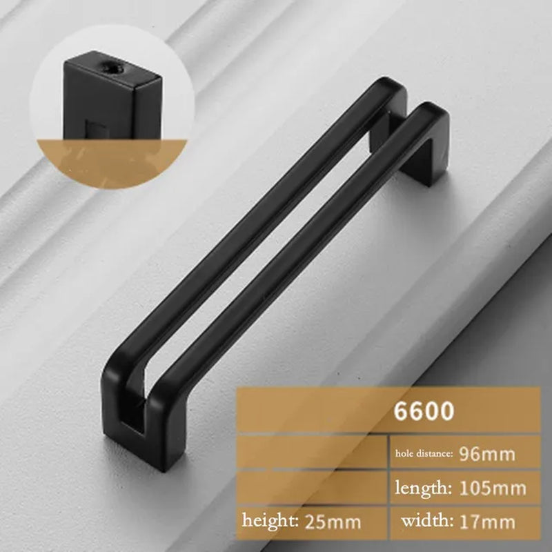 Modern Black Cabinet Handle Square Zinc Alloy Kitchen Knobs/ Drawer Pulls 