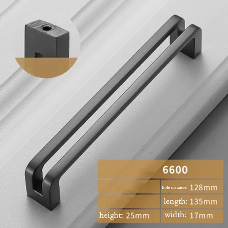 Modern Black Cabinet Handle Square Zinc Alloy Kitchen Knobs/ Drawer Pulls 