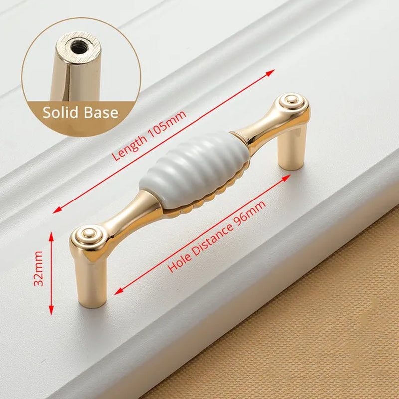 Ceramic Handles/Cabinet Pulls Gold White Zinc Alloy Drawer Pulls