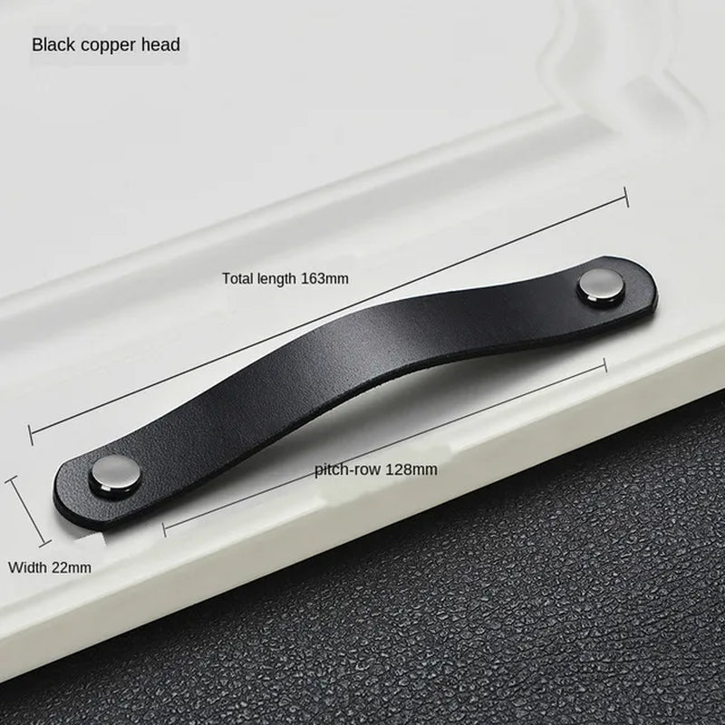 Modern Farm Collection Black Leather Drawer Pulls