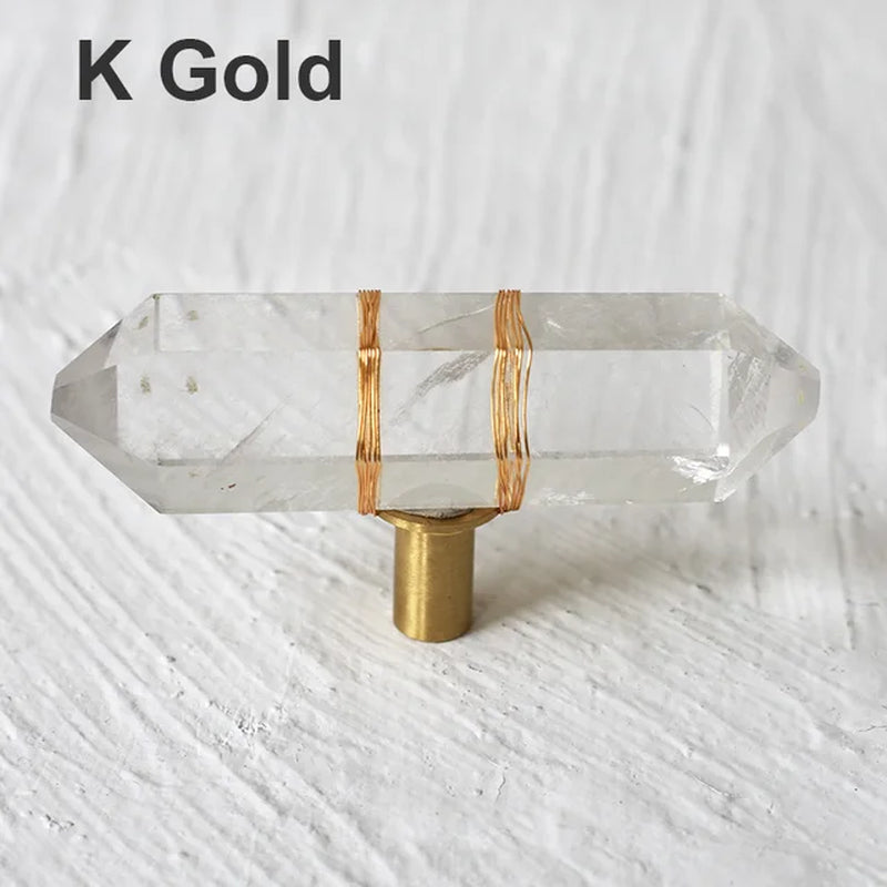 Luxury Natural Reiki Crystal + Brass Knobs/Cabinet Drawer Pulls