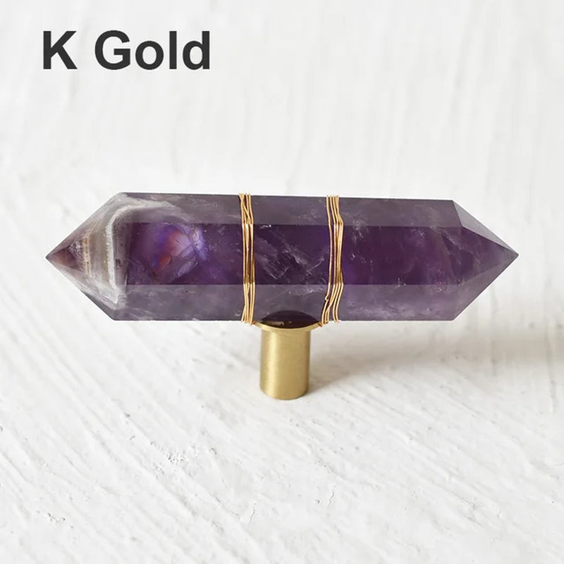 Luxury Natural Reiki Crystal + Brass Knobs/Cabinet Drawer Pulls