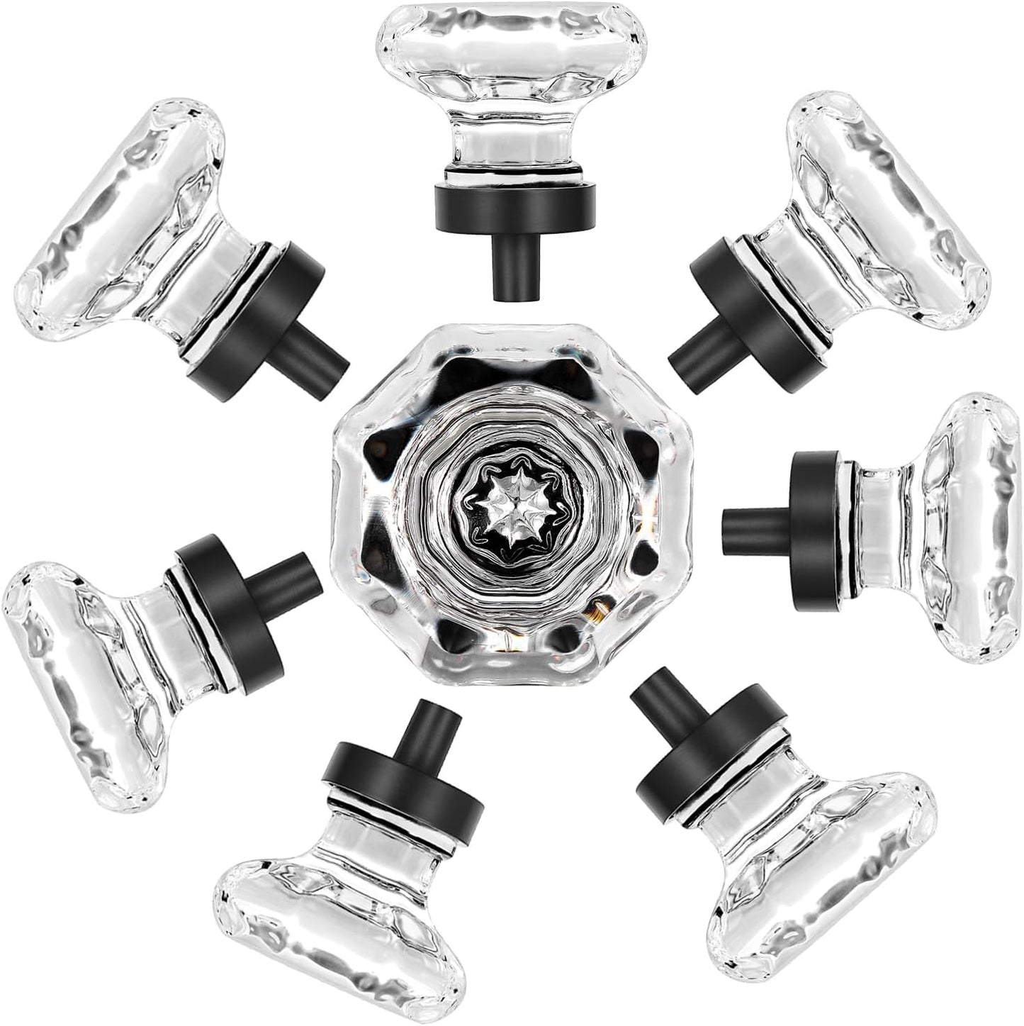 8 Pcs Crystal Cabinet Knobs, Glass Cabinet Knobs Cabinet Drawer Pulls and Knobs Black Matte Surround. 