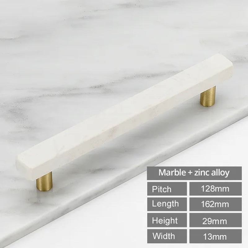 Marble Pulls and Knobs for Kitchen Cabinets/ Drawer Pulls Stone Rock Beige