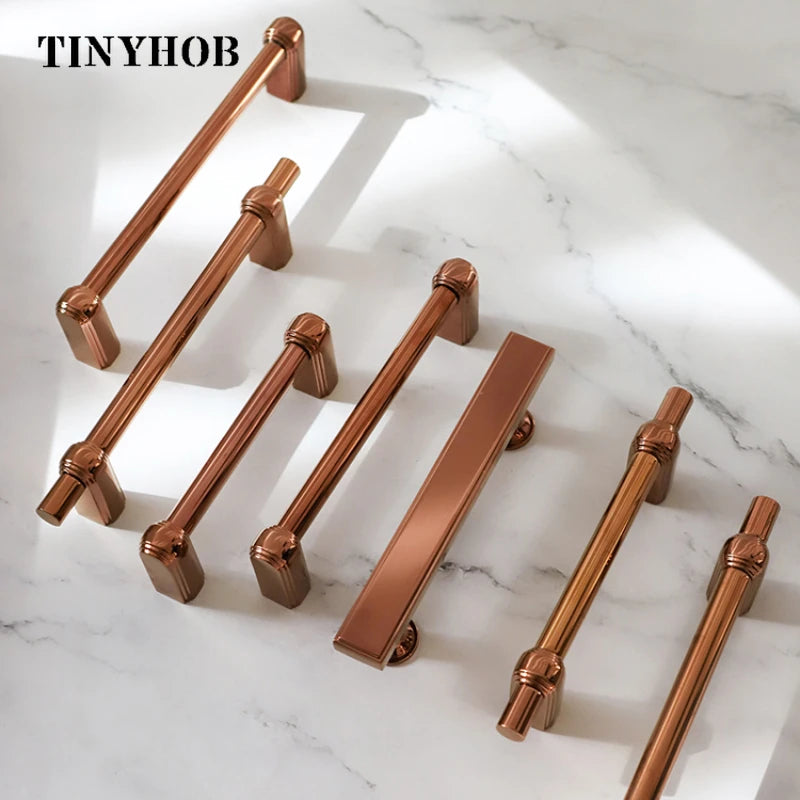 Rose Gold Solid Brass Handles/ Knobs/ Cabinet Drawer Pulls