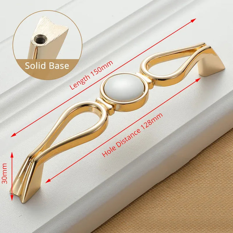 Ceramic Handles/Cabinet Pulls Gold White Zinc Alloy Drawer Pulls